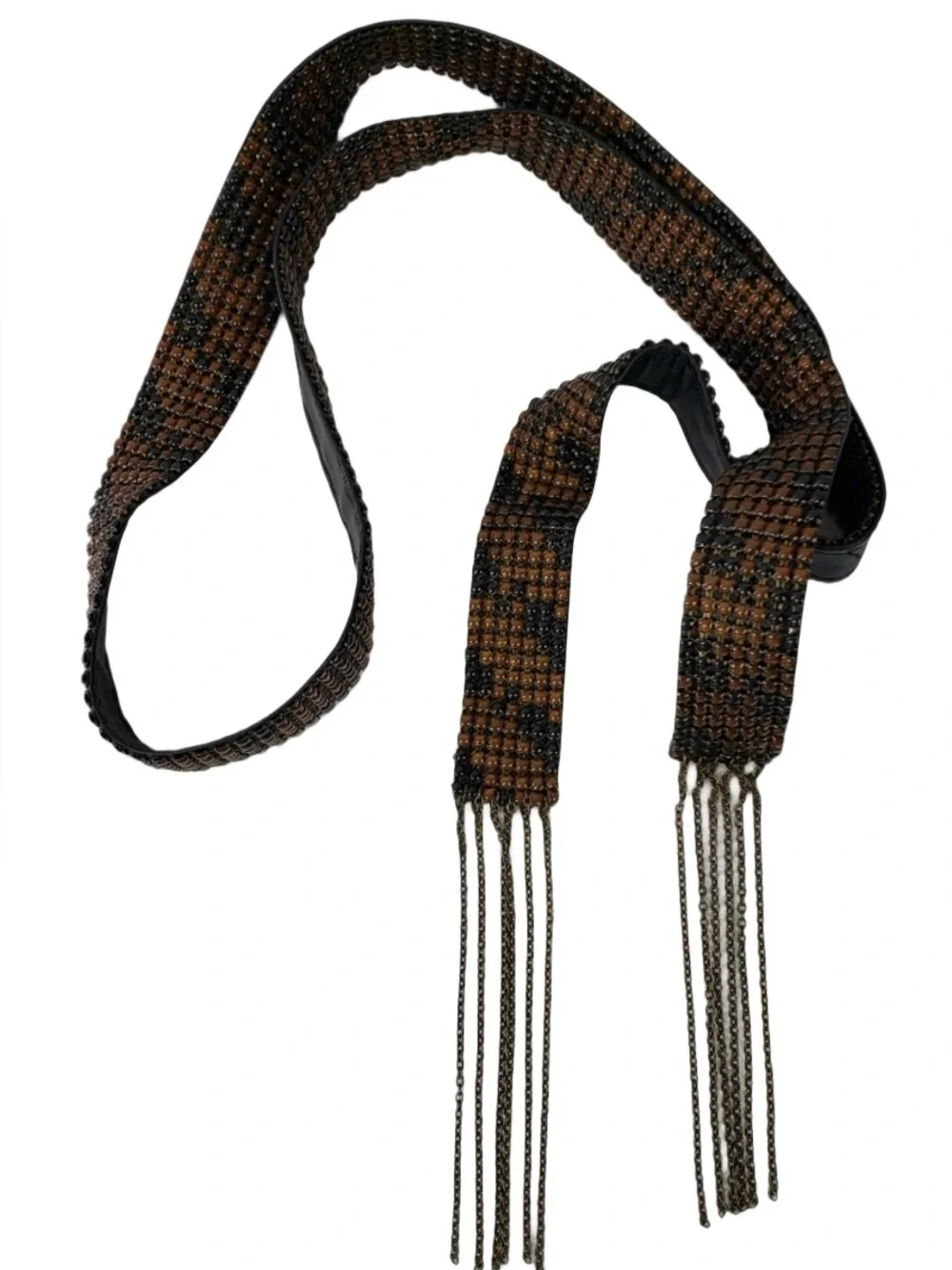 Vintage Y2K Chico's Glass Bead/Metal Mesh & Chain Fringed Belt/Neckace